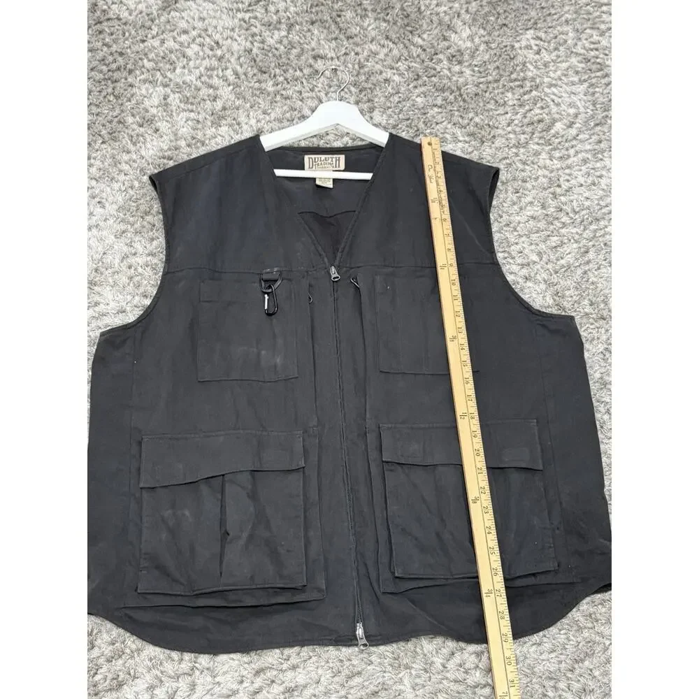 Duluth Trading Co Mens Vest Black Fishing Cargo Utility Pockets Workwear Size XL